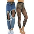 thumbnail image 3 of ToBeInStyle Women's Capri Rose Overgrowth Fishnet Tights - Black, 3 of 4