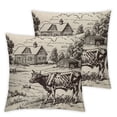 thumbnail image 2 of JRXY  Throw Pillow Cover Cow Rustic Farm Animal Village Landscape House Countryside Nature Rectangular Throw Pillow Covers for Couch Sofa Home Decor  2 pcs White, 2 of 6