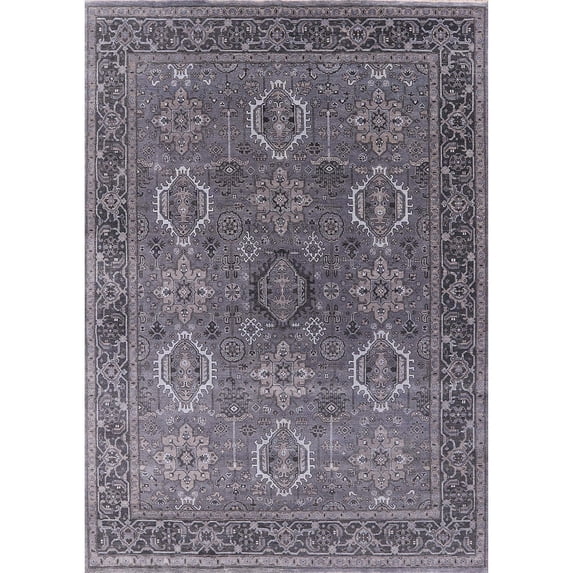 Ahgly Company Machine Washable Indoor Rectangle Industrial Modern Gray Area Rugs, 7' x 9'