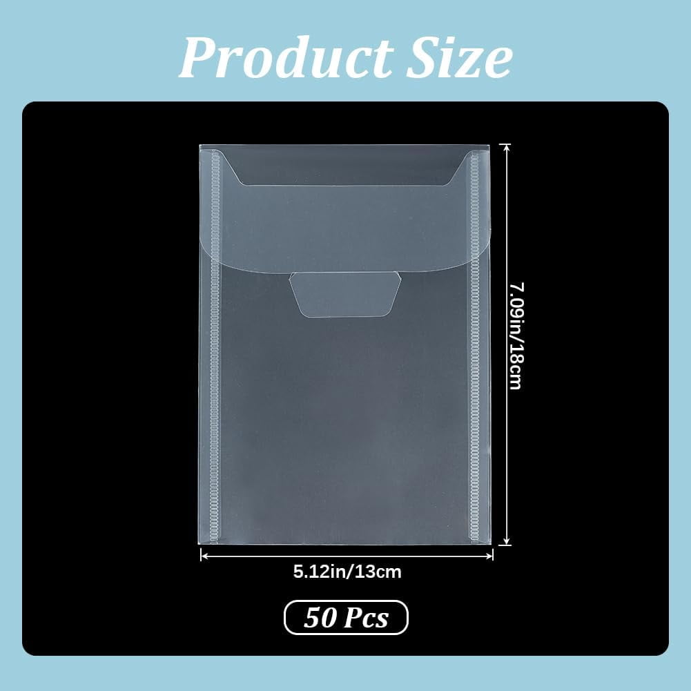 50Pcs Die Storage Pockets Stamp Pocket Bags Resealable Clear Plastic Die Cuts Envelope Pockets Craft Organizer Holder Bag for File Album Embossing Stamp Scrapbooking Storage (7 x 5 Inch) 50pcs