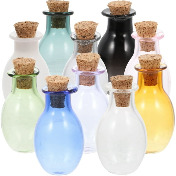 Mini Glass Bottles 10 Pcs Small Clear Vials for Crafts, Jars, Essential Oils, , and Storage