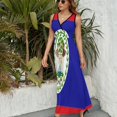 thumbnail image 6 of Flag of Belize Womens Night Club Maxi Dress V Neck Sleeveless Bohemia Long Dresses, 6 of 9