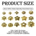 thumbnail image 2 of 150Pcs 15 Style Tibetan Style Alloy Flower Bead Caps Golden 6~12x1.5~4mm Hole: 1~2mm 10pcs/style, 2 of 5