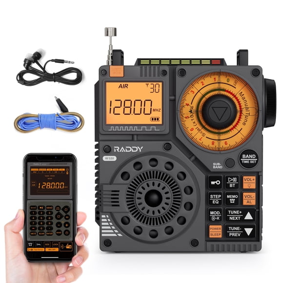Radio de onda corta Raddy RF320 APP Control con antena de 9,85 pies