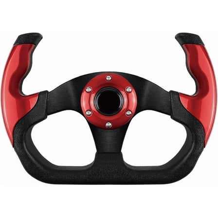 YUANKEECE Steering wheels,Universal Racing Steering Wheel, 6 Bolt Anti-Slip Leather and Aluminum Gaming Steering Wheel with Horn Button (Red)