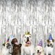thumbnail image 4 of 3.2 ft x 9.8 ft Metallic Tinsel Foil Fringe Curtains for Party Photo Backdrop Wedding Decor (Silver,3 pcs), 4 of 4