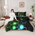 thumbnail image 4 of Homewish Gradient Hexagon Bedding Comforter Set 2pcs for Female Men Adults,Ombre Geometric Honeycomb Twin Comforter Sets Microfiber,Modern Contemporary Abstract Breathable Bedding Set, 4 of 8