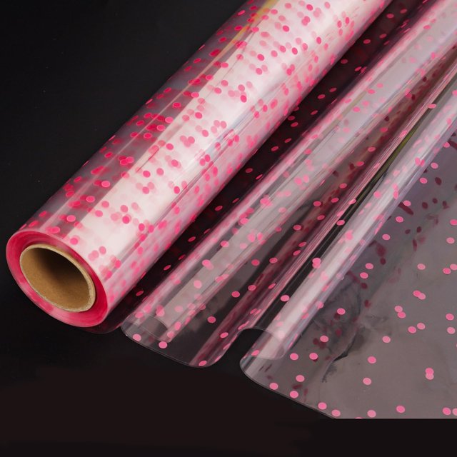 Rollo de celofán CMFYHM 86 cm x 30 m con lunares rosas