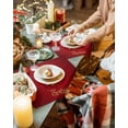 thumbnail image 5 of Merry Christmas Tree Placemats Set of 6,Xmas Red,Non-Slip/Wipe Clean Linen Dining Table Mat Set,Heat-Resistant Table Liner for Holiday/Party/Oudoor, Table Decoration, 5 of 6