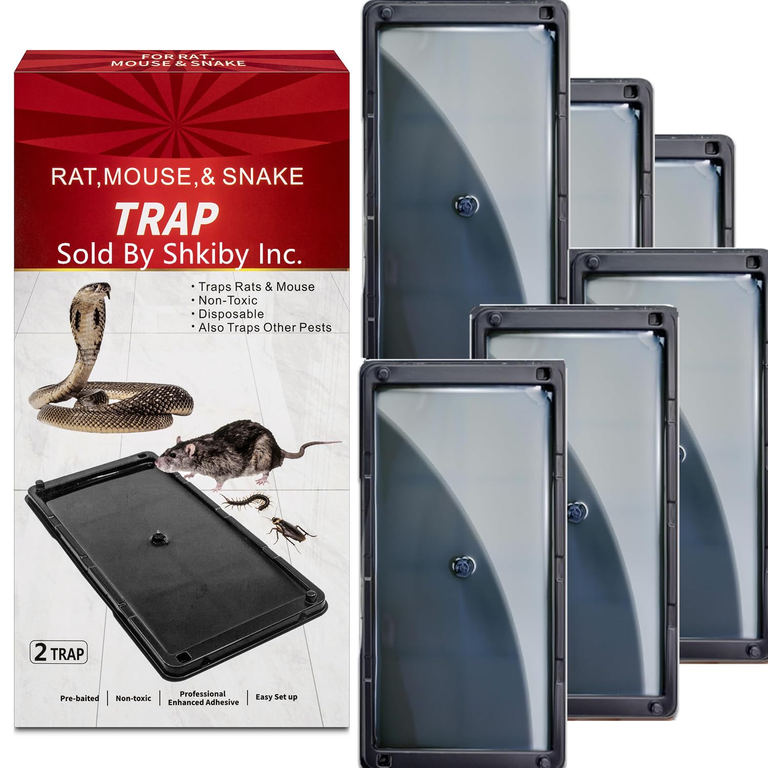 Juego de 6 trampas adhesivas para ratas y ratones, SHKIBY, para uso ...