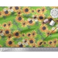 thumbnail image 2 of Soimoi Green Heavy Canvas Fabric Leaves & Sunflower Floral Print Fabric by the Yard 58 Inch Wide, 2 of 3