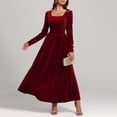 thumbnail image 6 of BVOFAR Women's Elegant Velvet Dress Long Sleeve Square Neck A Line Dresses Cocktail Party Evening Dress Solid Color Flowy Maxi Dresses, 6 of 6