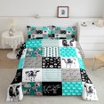 thumbnail image 2 of Milk Cow Comforter Set Farm Animals King Bedding Set,Western Cowboy Bull Cattle Down Comforter Rustic Flowers Quilt Set,Teal Patchwork Buffalo Plaid Farmhouse Decor, 2 of 7