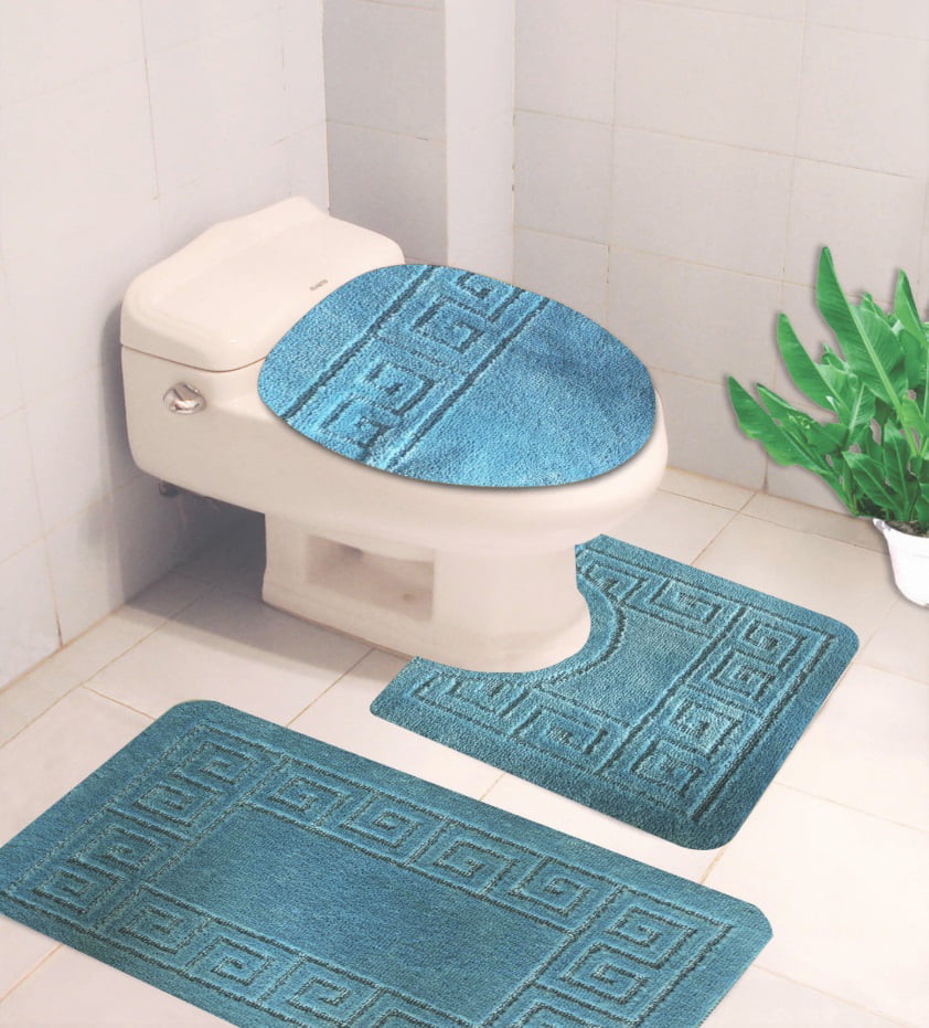 Custom Personalized Bath Shower Non-Slip Rug Door Carpet Toilet Lid Cover Set