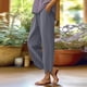 thumbnail image 4 of Pantalones de Cintura Elástica para Mujeres Casual Bolsillos de Poliéster de Color Sólido Pantalones de Lino Mujeres Verano para las Vacaciones Al Mar Y el Uso Diario, 4 of 9