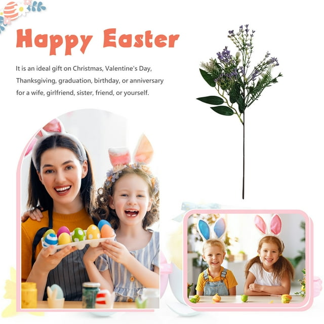 Easter Decorations, Staron 2026 Colorful Reusable Easter Egg Bouquet, 40cm Plastic Easter Greenery Stems for Indoor Holiday Table Arrangements