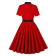 thumbnail image 3 of New Summer Arrivals SMihono Women's Short Sleeve Cocktail Dresses 2025 A Line Vintage Party Midi Dress Vintage Wedding Guest Dress Red XL, 3 of 8