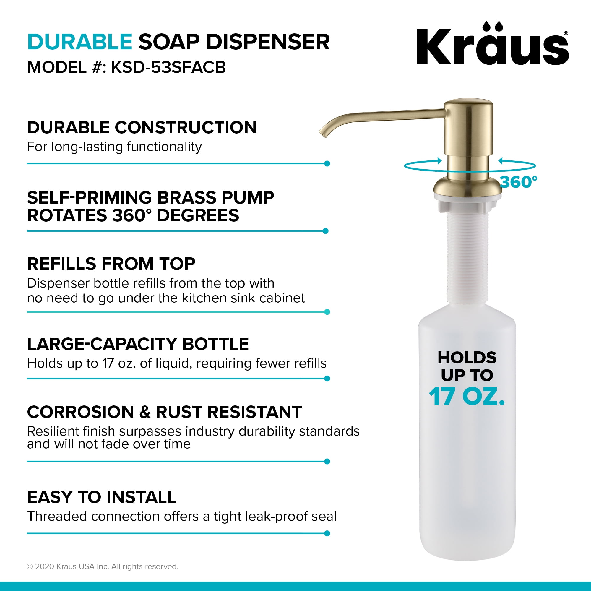 Kraus Boden™ Kitchen Soap and Lotion Dispenser in Spot Free Antique Champagne Bronze