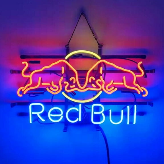 Queen Sense 20"x16" Custom Red Bulls Drink Neon Sign Man Cave Beer Pub Bar Artwork Handmade Wall Decor Gift Neon Light 120RBDNBV2