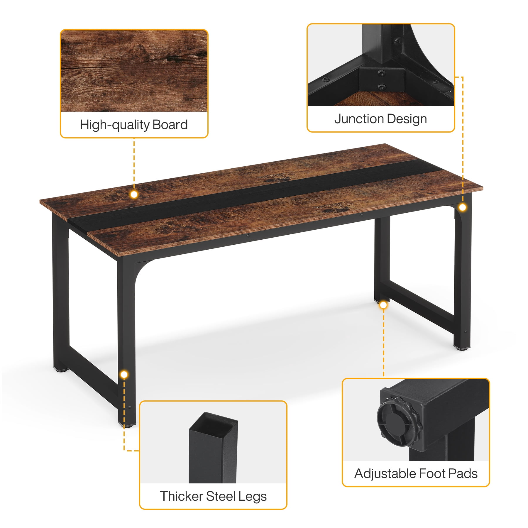 Tribesigns Executive Computer Desk with File Cabinet, 71-inch Home Office Desk with Filing Storage Drawer Cabinet, Brown & Black