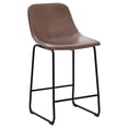 thumbnail image 6 of ZanQee Counter Stools Set of 2, 24 inch Counter Height Bar Stools Hold up to 500 lbs, Armless Counter Height Chairs with Metal Legs & Soft Backrest for Kitchen Island Coffee Shop, Brown, 6 of 8