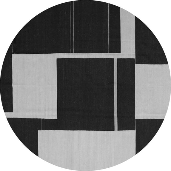 Ahgly Company Indoor Round Abstract Gray Contemporary Area Rugs, 7' Round