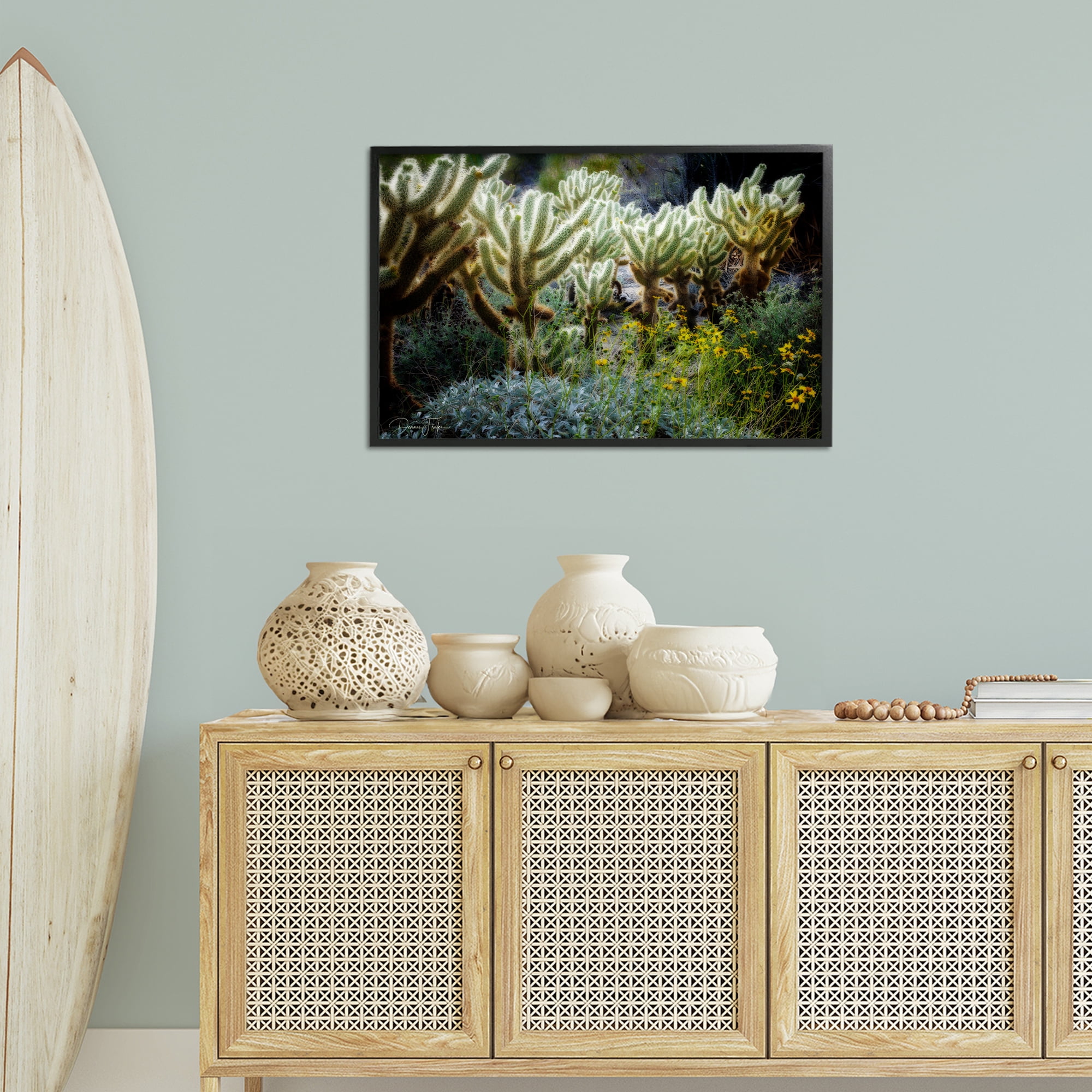 Stupell Industries Desert Cactus Forest Landscape Photography Black Framed Art Print Wall Art, 30 x 20
