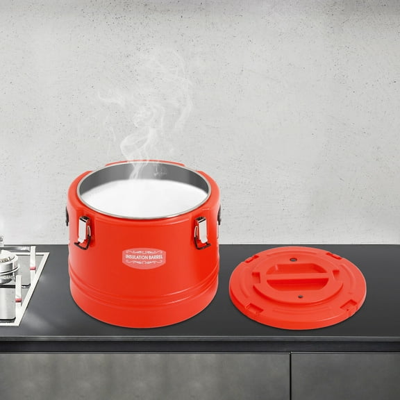 Red 30L Insulated Bucket, Commercial Beverage Cooler 31.7Qt 3-Layer Leak-Proof