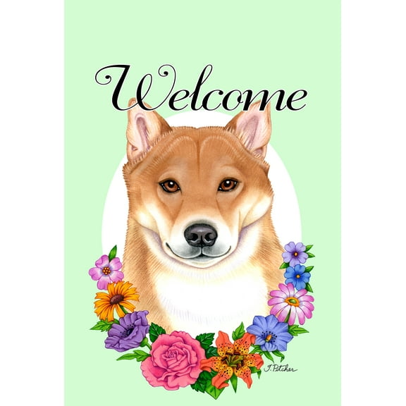 Shiba Inu - Best of Breed Welcome Flowers Garden Flags