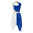 thumbnail image 2 of MSemis Women's Color Block Praise Dance Dress Liturgical Worship Tunic Irregular Hem Church Dancewear Blue&White XL, 2 of 5