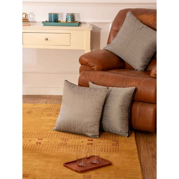 Kika Home Collections Handmade 16" x 16" Modern Light Gray Solid Decorative Pillow Covers, 2 Count