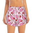 thumbnail image 2 of Balery Strawberry Popsicle Pantalones cortos deportivos para mujer con forro y dos bolsillos, elásticos, para entrenamiento, gimnasio, yoga-X-Large, 2 of 7