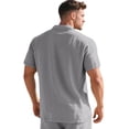 thumbnail image 4 of ZQUUVOU Men's T-Shirt Cotton Linen Solid Color Casual Short Sleeve Button Collar Pocket Shirts (Gray,S), 4 of 8