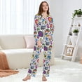 thumbnail image 6 of FORMRS Womens Pajama Set Long Sleeve Top and Pants with Pockets Soft Comfy Lounge Sleepwear, Sizes S-2XL, White Doodle Pattern, 6 of 7