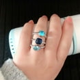 thumbnail image 4 of Uloveido Blue Black CZ Crystal Wedding Band Engagement Stacking Ring Set for Women Y605 (Size 6), 4 of 7