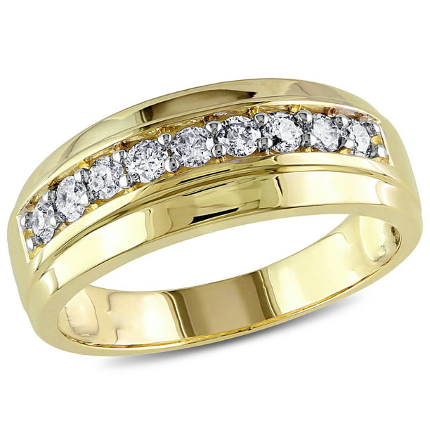 Miabella Men's 1/2 Carat T.W. Diamond Wedding Ring in 10kt Yellow Gold ...
