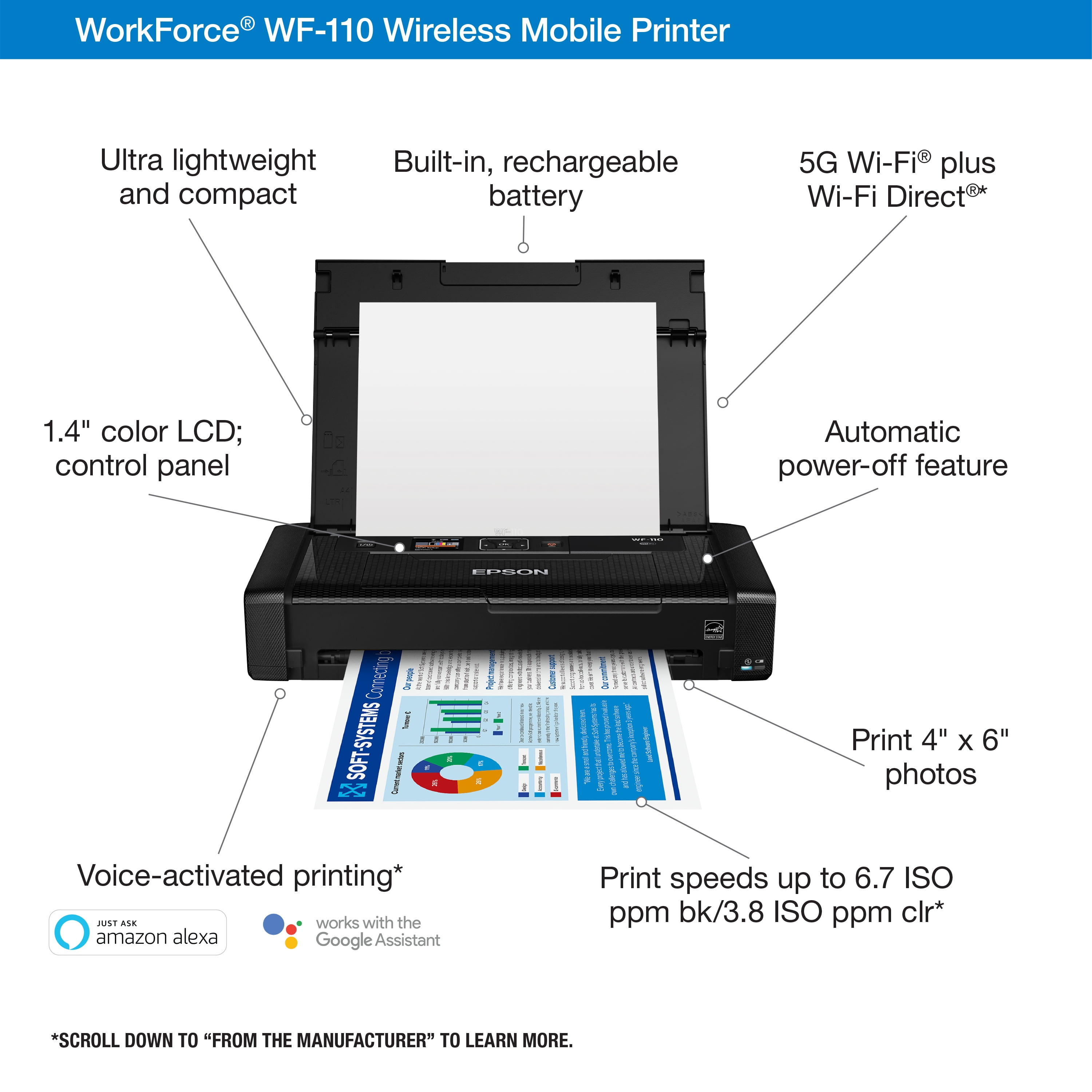 Epson WorkForce WF-110 Impresora móvil inalámbrica C11CH25201
