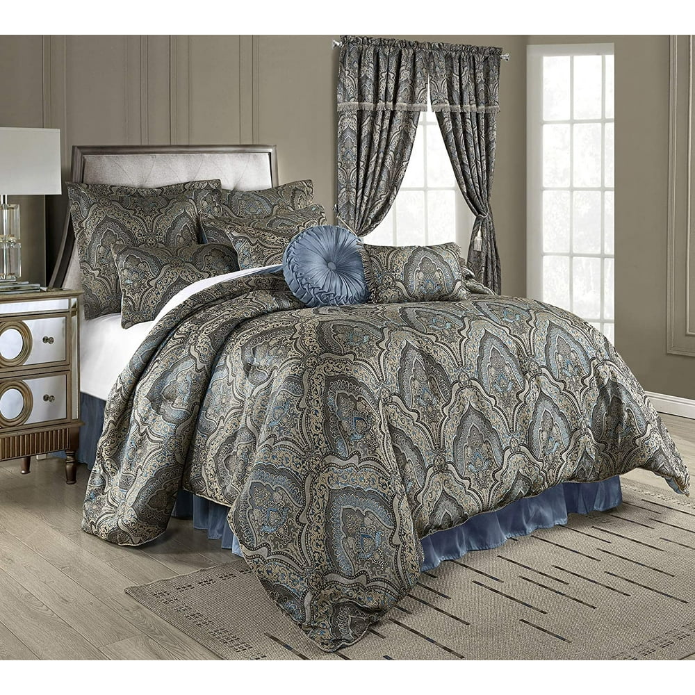 Chezmoi Collection Seville 9Piece Medallion Paisley Jacquard Comforter Set