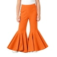 thumbnail image 2 of TIREOW Toddler Baby Girls Bell Bottom Pants Elastic Waist Solid Color Oversize Hem Flare Pants Soft Knit Flare Trousers, 2 of 7