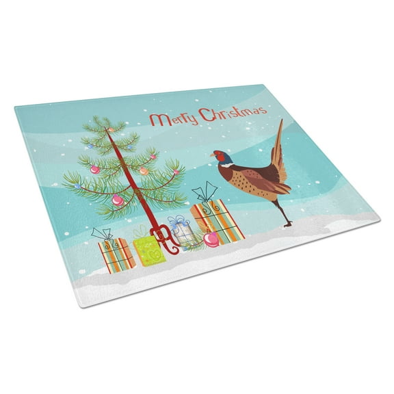 Caroline's Treasures Ring-necked Common Pheasant Christmas Glass Cutting Board Large