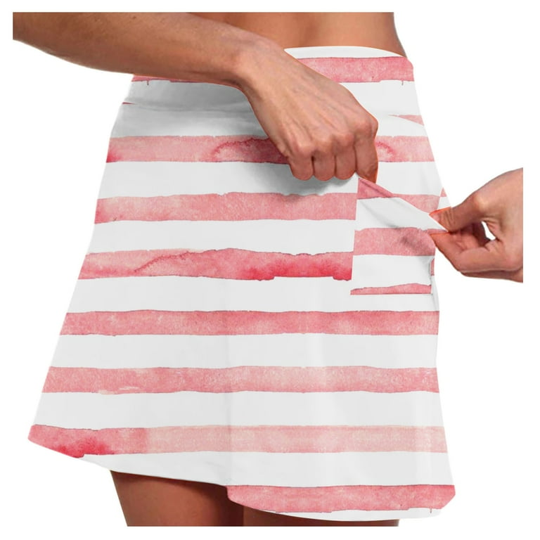 GYUJNB Womens Summer Skirts Women Elastic Yoga Culottes Athletic Shorts Lightweight High Waist Skinny Floral Print Shorts Skirt With Pocket Denim Mini Skirt Pink XXXXXL Walmart