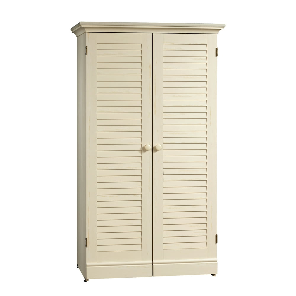 Sauder Harbor View Craft Armoire, Antiqued White Finish