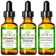 Anti Aging Face Serum 3-Pack - Vitamin C Serum, Retinol Serum, Hyaluronic Acid Serum