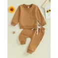 thumbnail image 2 of Bagilaanoe 2PCS Toddler Baby Boy Pants Set  Long Sleeve Sweatshirt Tops + Sweatpants 6M 12M 18M 24M 3T Kids Casual Sweatsuits, 2 of 9
