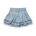 thumbnail image 5 of BUIGTTKLOP High Waist Denim Mini Skirt for Women Layered A-Line Skater Skirt with Lace Trim Casual Streetwear, 5 of 6