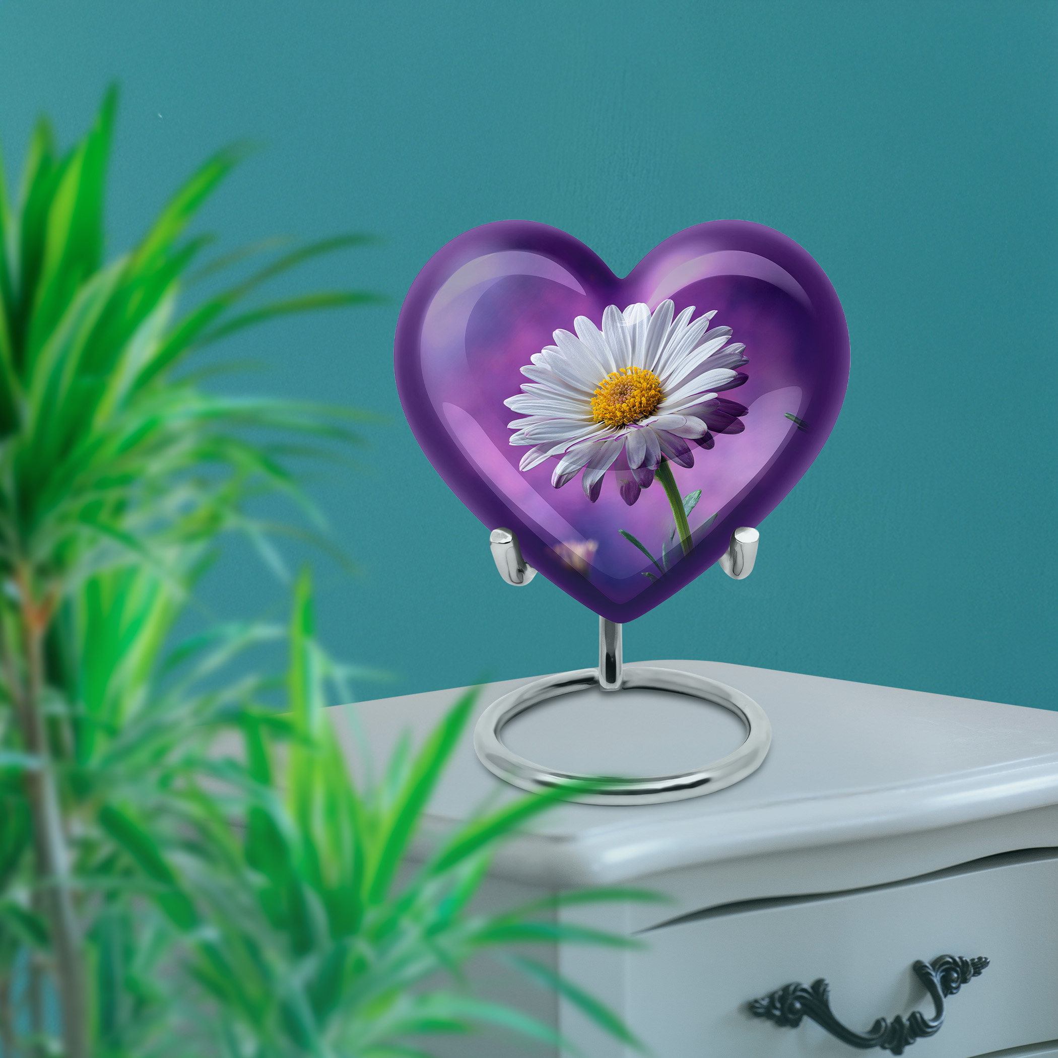 SABURIAL Daisy Urn - Memorial Urn For Male - Keep Sake For Ashes - Combo - 8 Inch Large With 3 Inch - Tiny Urns