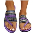 thumbnail image 3 of Bmisegm Women's Flat Cool Ethnic Style Simple Beach Braided Clip Toe Large Size Flip Flops Sandals Women Womens Sandals Summer Purple 8.5, 3 of 8