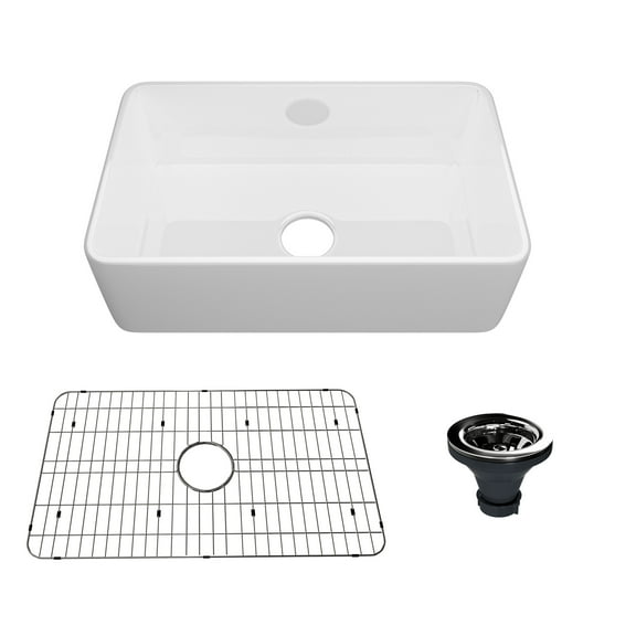 CASAINC 30" Fireclay Farmhouse Apron Kitchen Sink, White
