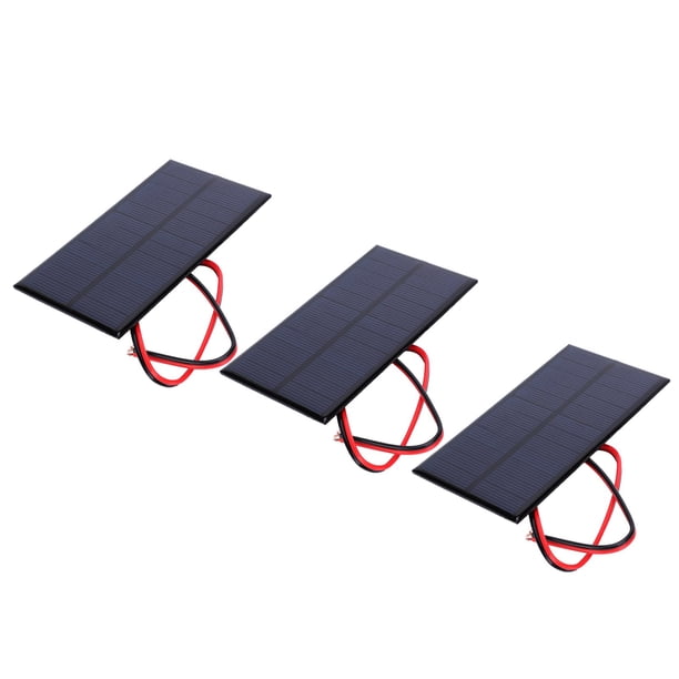 Módulo de energía de celdas de panel solar de silicio policristalino de 3 piezas DC 6V 1W con cable de 30 cm