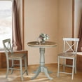 thumbnail image 5 of 30'' Round Solid Wood Counter Height Pedestal Dining Table with 2 Cross Back Counter Height Stools in Distressed Hickory/Stone, 5 of 5